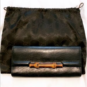 Gucci leather bamboo bar wallet